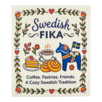 Dishcloth: Swedish Fika Blue Dala Horse Swedish Dishcloth