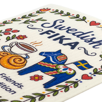 Dishcloth: Swedish Fika Blue Dala Horse Swedish Dishcloth