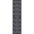 A black runner rug by Ekelund Master Weavers, named Siljan, showcases grey Swedish Dala horses on a black background, drawing from traditional motifs.