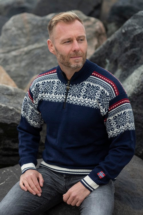 Sweater: Arctic Circle Tor Merino Wool 1/4 Zip Sweater, Navy