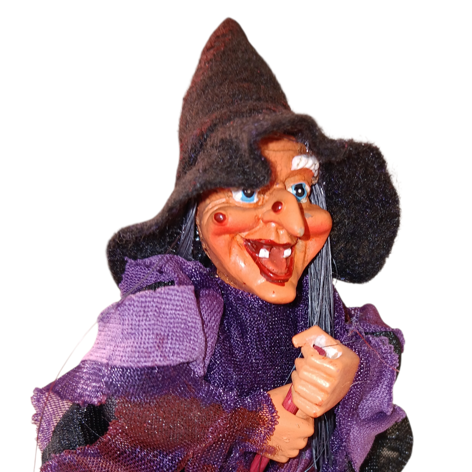 Walburga Purple Witch figurine with a purple outfit and black hat on a white background