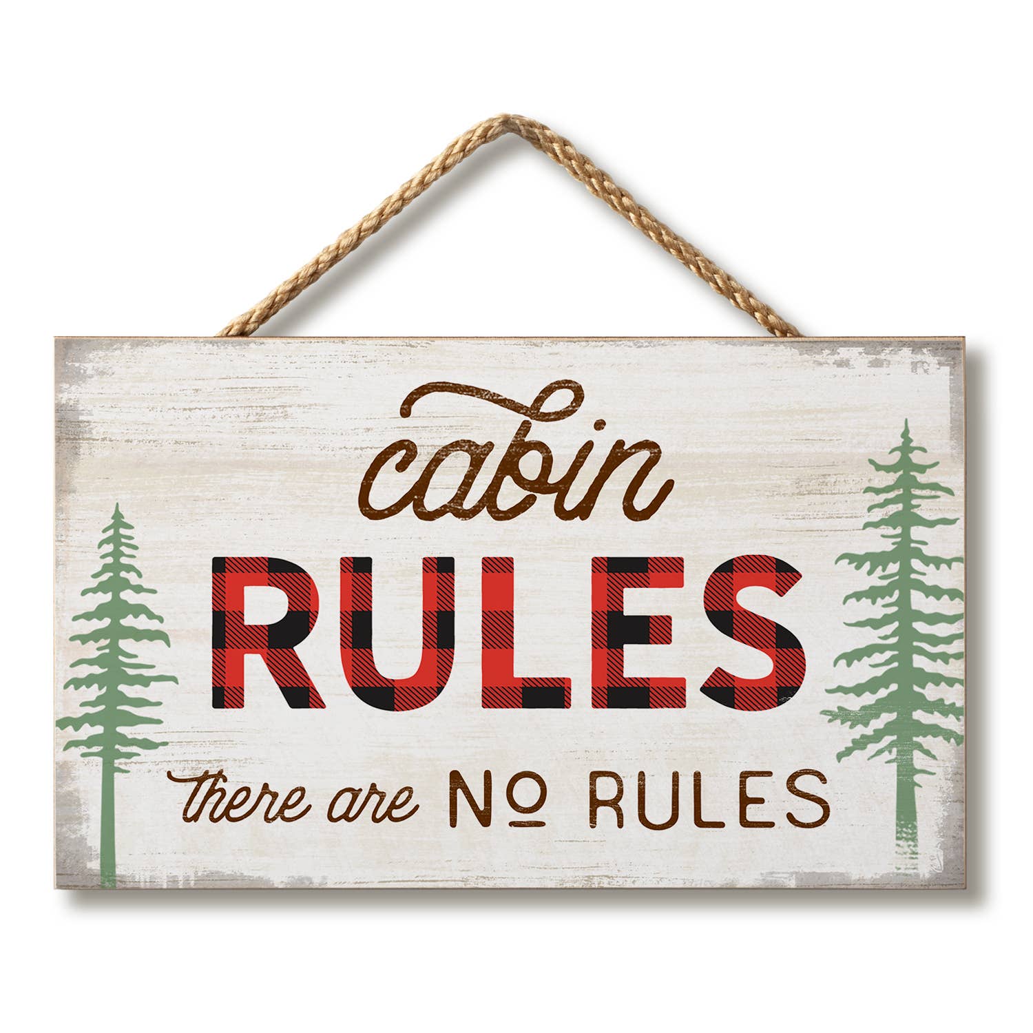 Sign: Cabin Rules Decorative Hanging Wood Sign