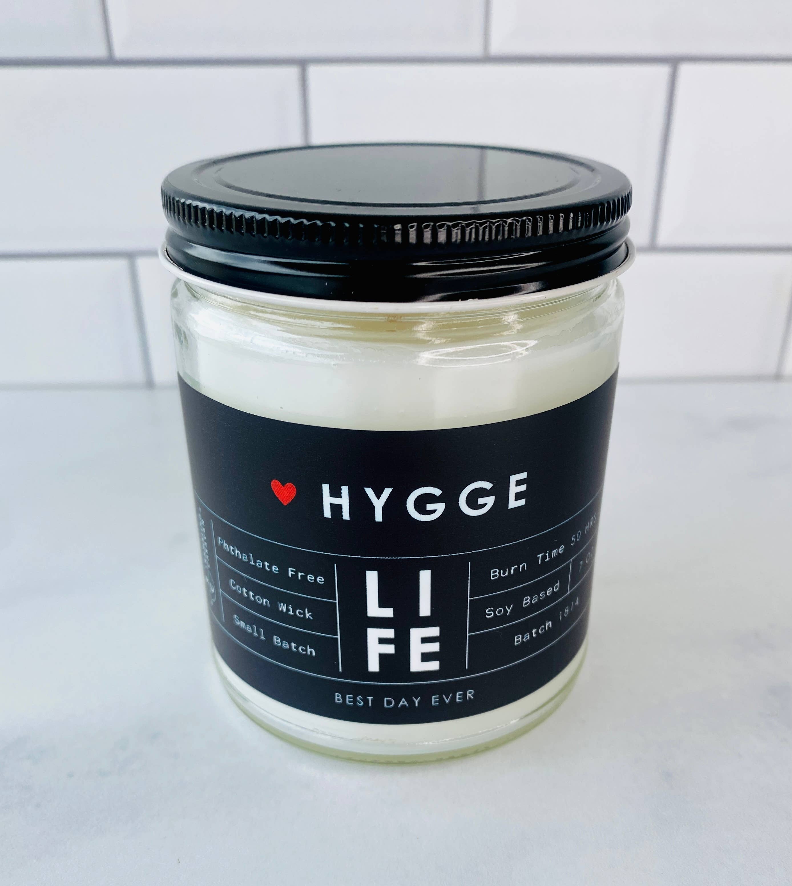 Candle: Hygge (Danish for comfort) Black Label / Amber Jar/ Sea Salt & Orchid Scent
