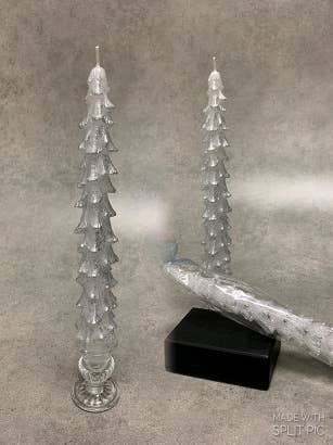 Candle: White Silverglitter Tree Taper