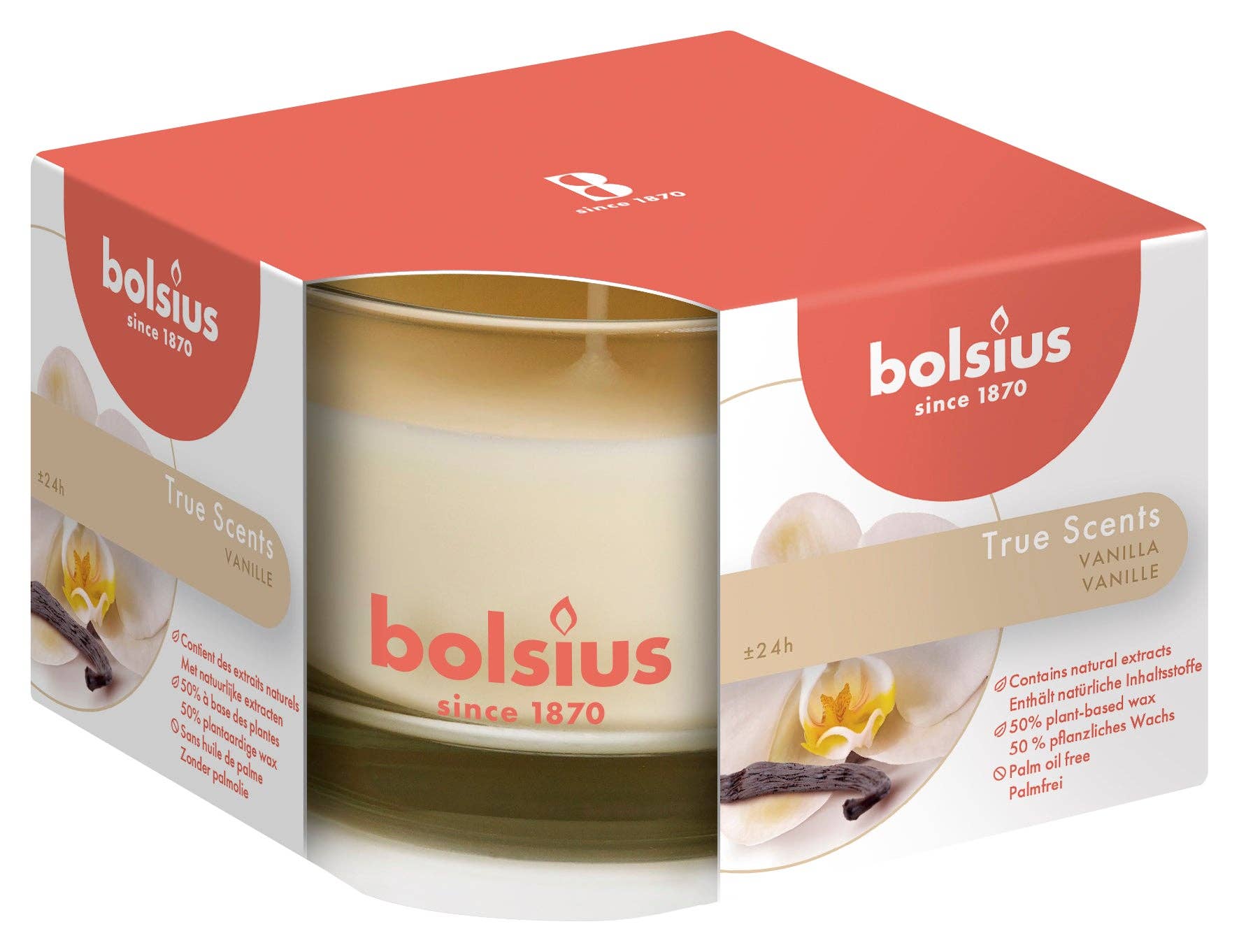 Candles: Vanilla Scented Candle - 3.5 x 2.5 Inches - 24 Hours Burn Time - Premium European Quality - 6 Fragranced Candles In Glass - **Sold Individually