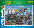The Maynards Puzzle: Minnesota State Fair (1,000 Pieces) PuzzleTwist Something's Amiss! features a colorful illustrated box depicting a lively scene at the Minnesota State Fair, complete with animals, crowds, rides, and blue ribbons. A banner proclaims “Minnesota State Fair,” whimsical details fill the sky, and the box highlights “Something’s Amiss!”—a playful nod to this unique Michael Birawer jigsaw puzzle.
