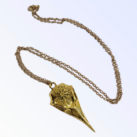 Necklace: Viking Raven Skull, Glow in the Dark