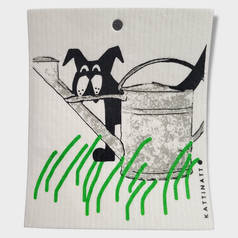 Dish Cloth: Dog Behind the Watering Can