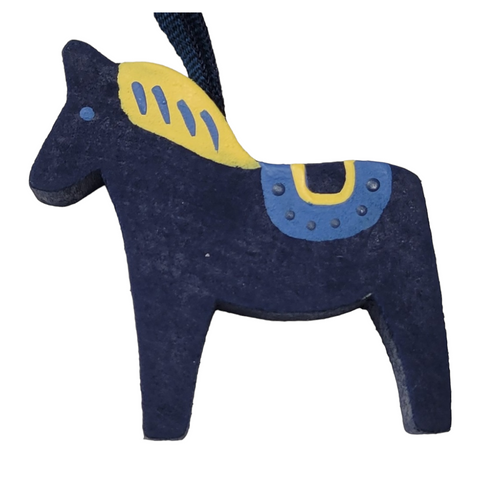 Ornament: Wooden Blue & Yellow Dala Horse