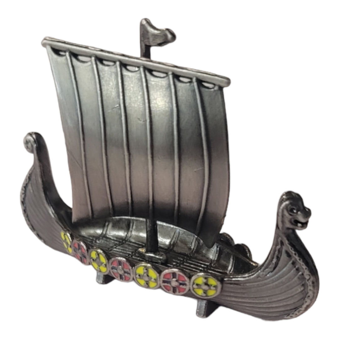 Figurine: Pewter Viking Ship 2.5”