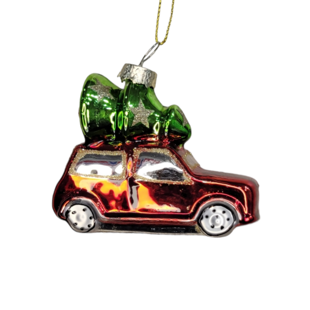 Ornament: Red Car with Tree