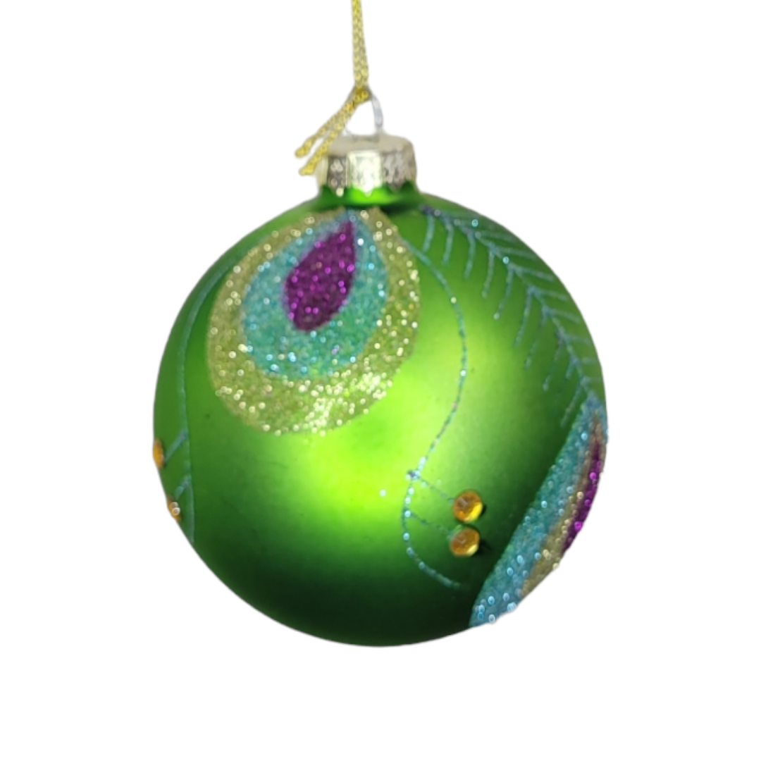 Ornament: Peacock Glass Ball