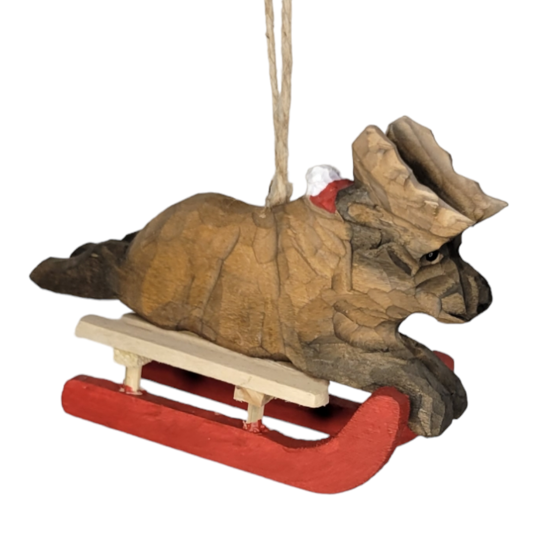 Ornament: Wood Animals on Sled