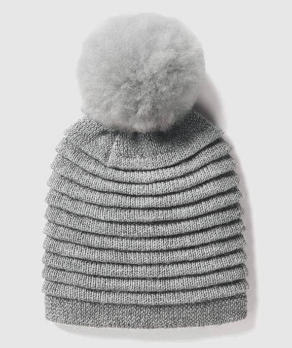 Hats: Aspen Beanie Fine Pleated Bands Adult 100% Baby Alpaca
