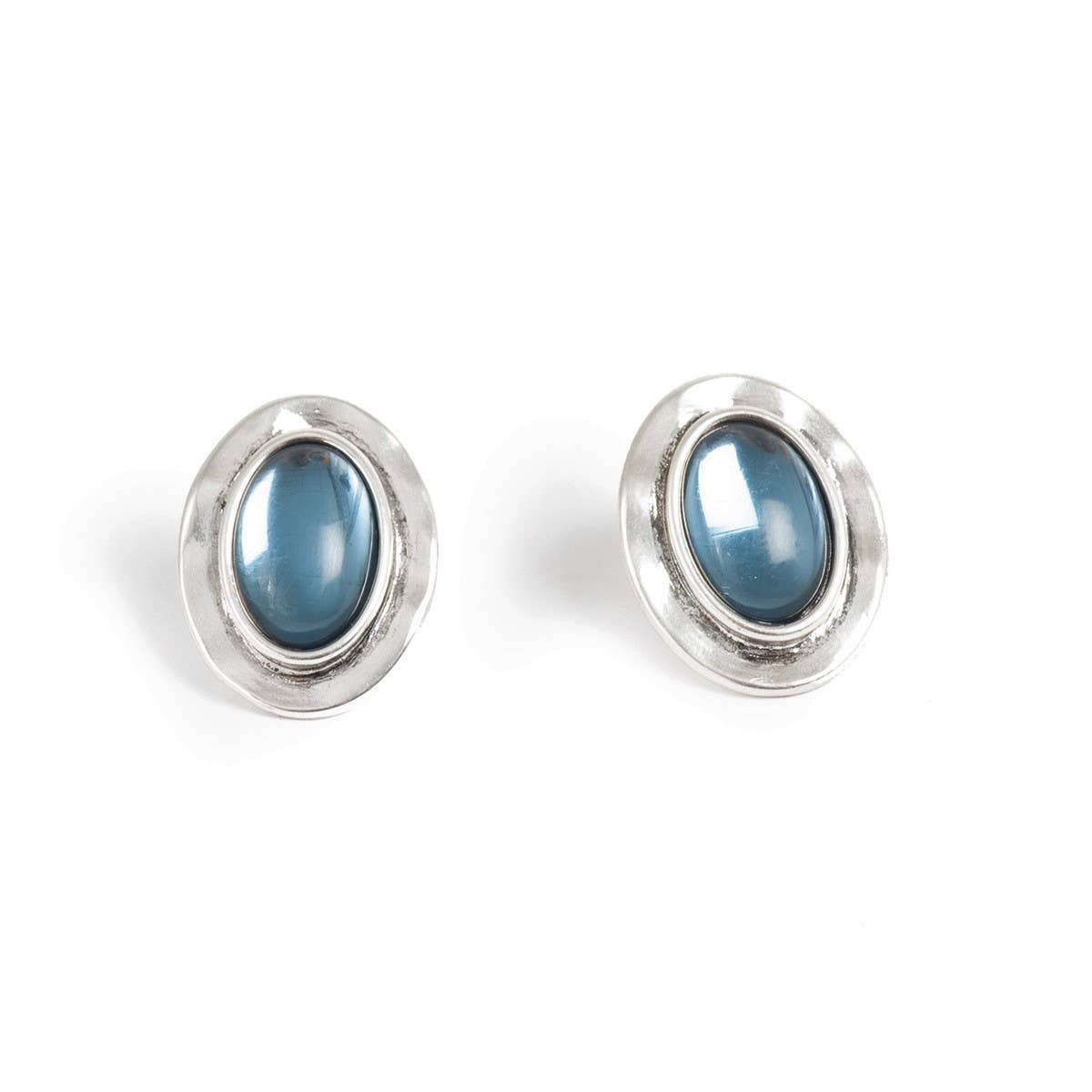 Earrings: Silver Deep Blue Post Earrings