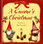 The book cover of "A Gnome’s Christmas" by Rien Poortvliet features two gnomes holding greenery and a glowing candle in the center.