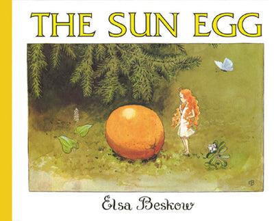 The cover of the "Book: Sun Egg - Mini" depicts a whimsical forest scene with a small character having long hair, marveling at an oversized orange fruit.