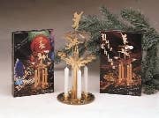 The Candle Holder: Yule Chimes / Party Bell Set, featuring angel figures and three white candles, captures the Scandinavian tradition. It comes with two decorative boxes and a pine branch backdrop, perfect for festive gatherings.