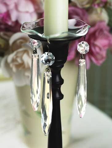 Glass Bobeche 4 Pc With Prisms, Glass Candle Collars for Drips